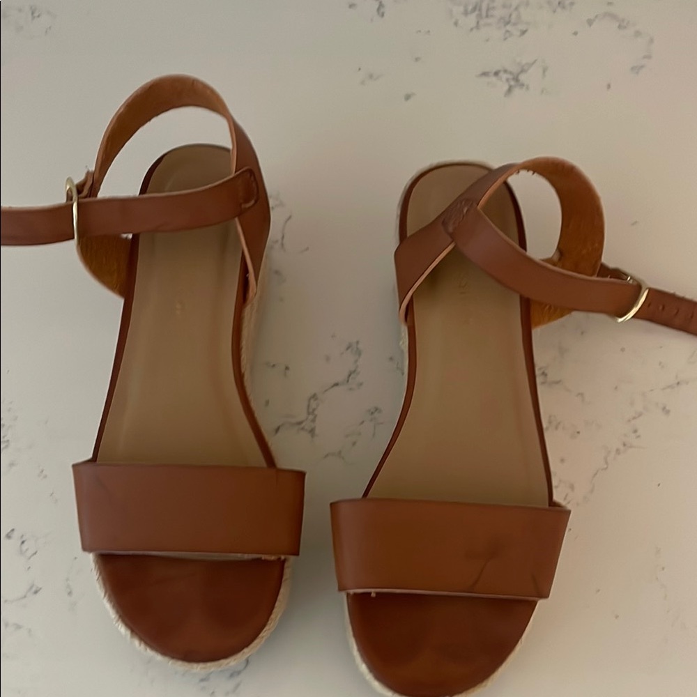 Women's Tan Wedge Sandals - Picture 2 of 8